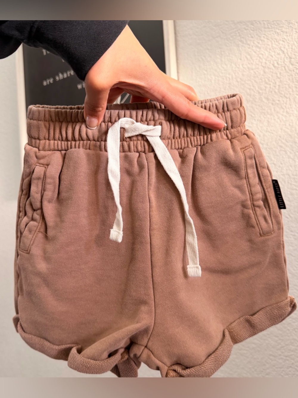 Little Bipsy Brown Drawstring Shorts with White Tie